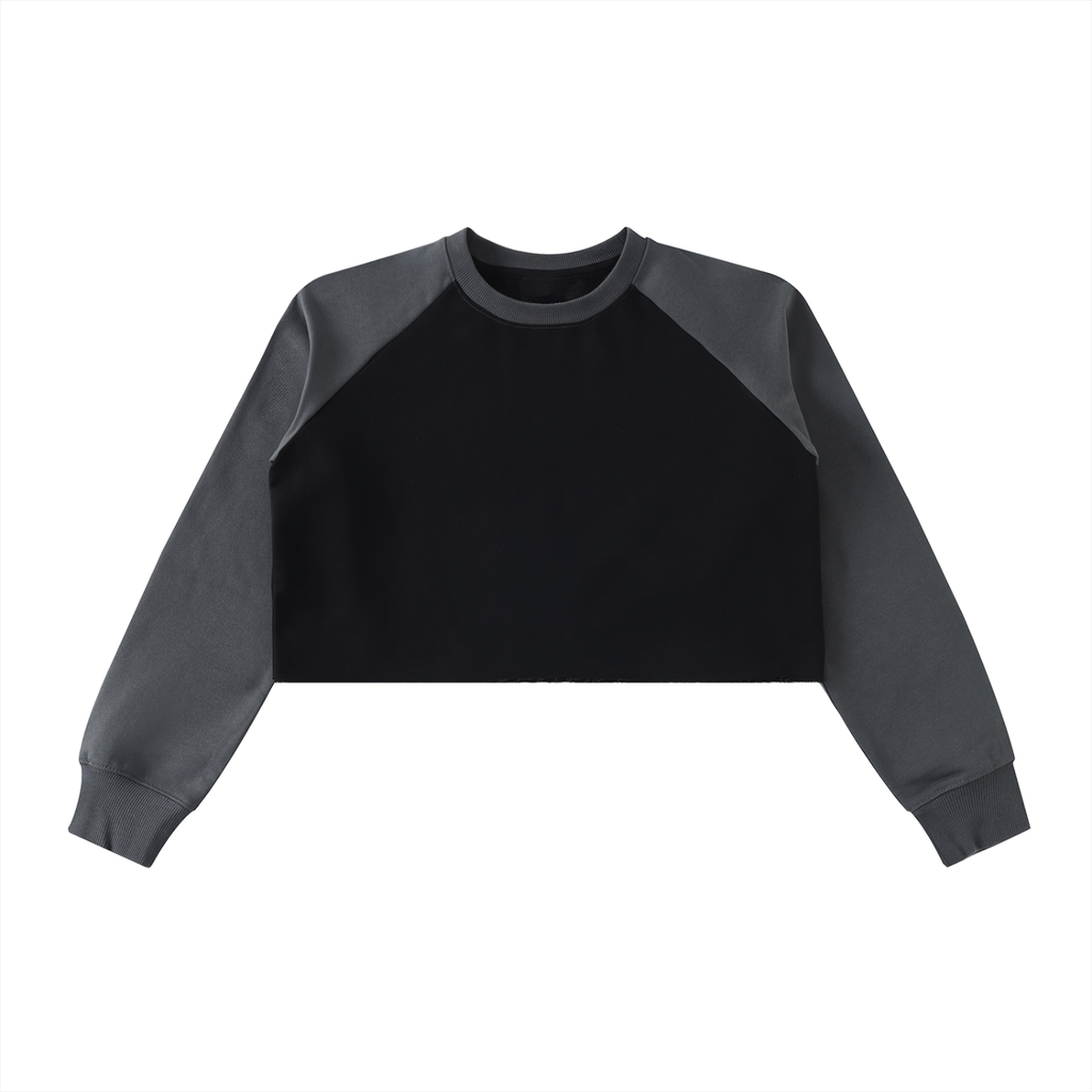 Hem Color-Block Raglan Crop Sweatshirt