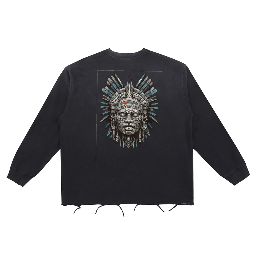 Snow Wash Raw Edge Cotton T-Shirt