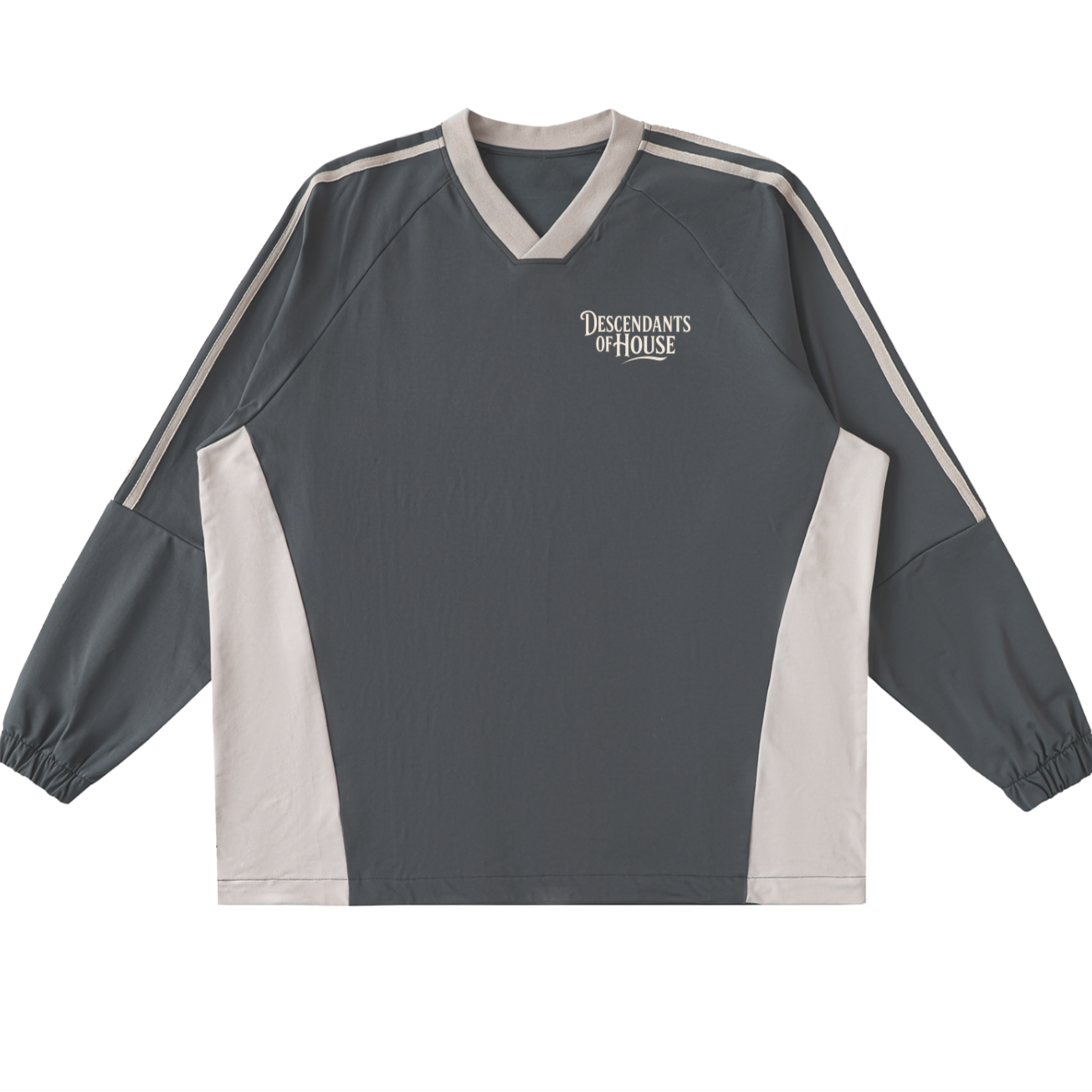 Color-Block V-Neck Long-Sleeve T-Shirt
