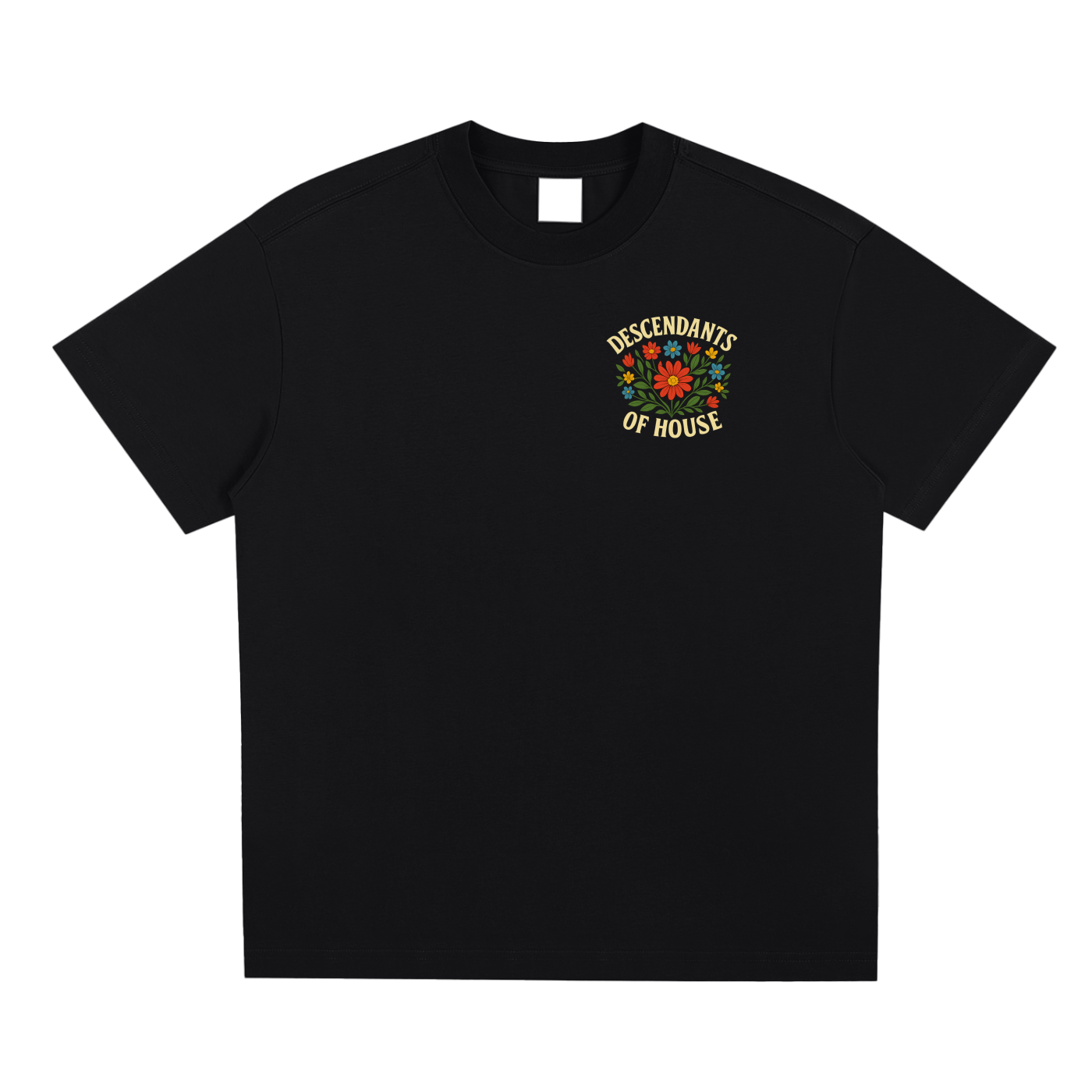Black T shirt floral