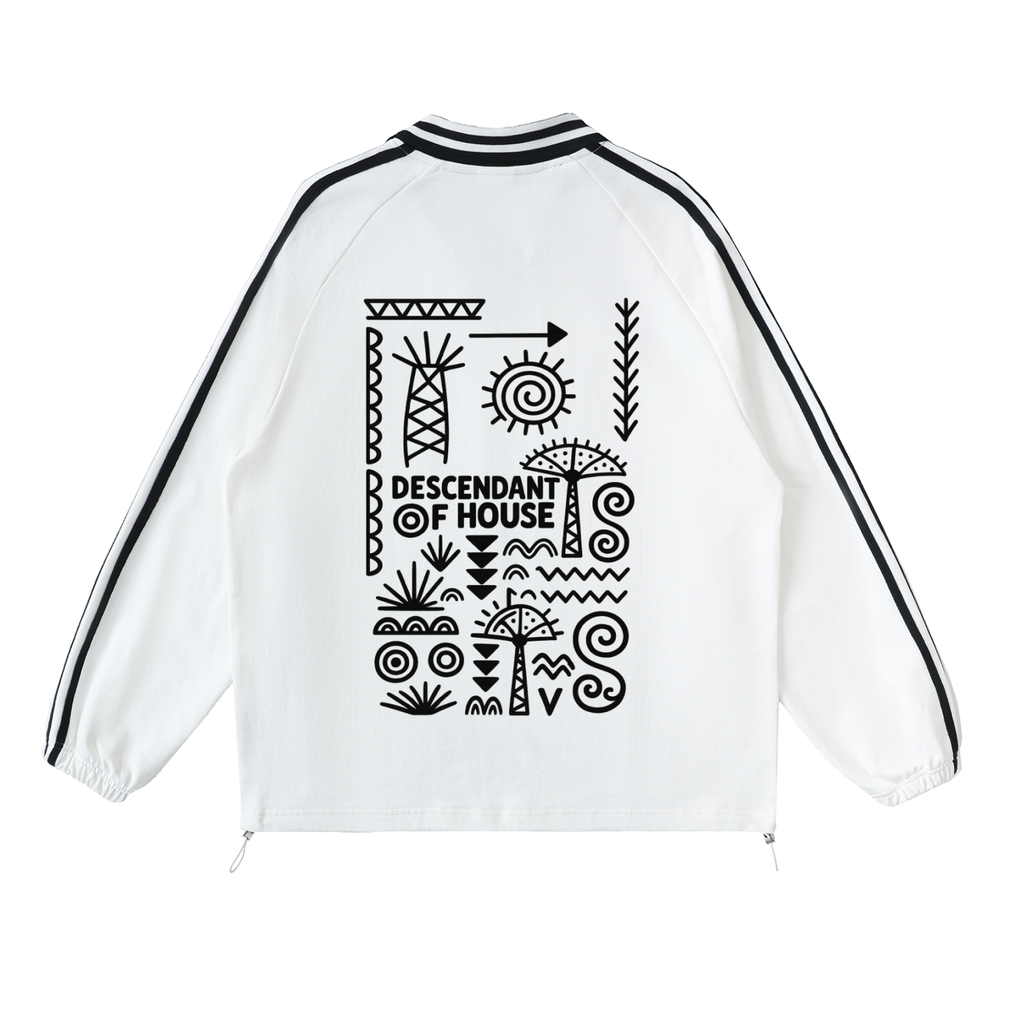 Contrast Striped Lapel Collar Sweatshirt