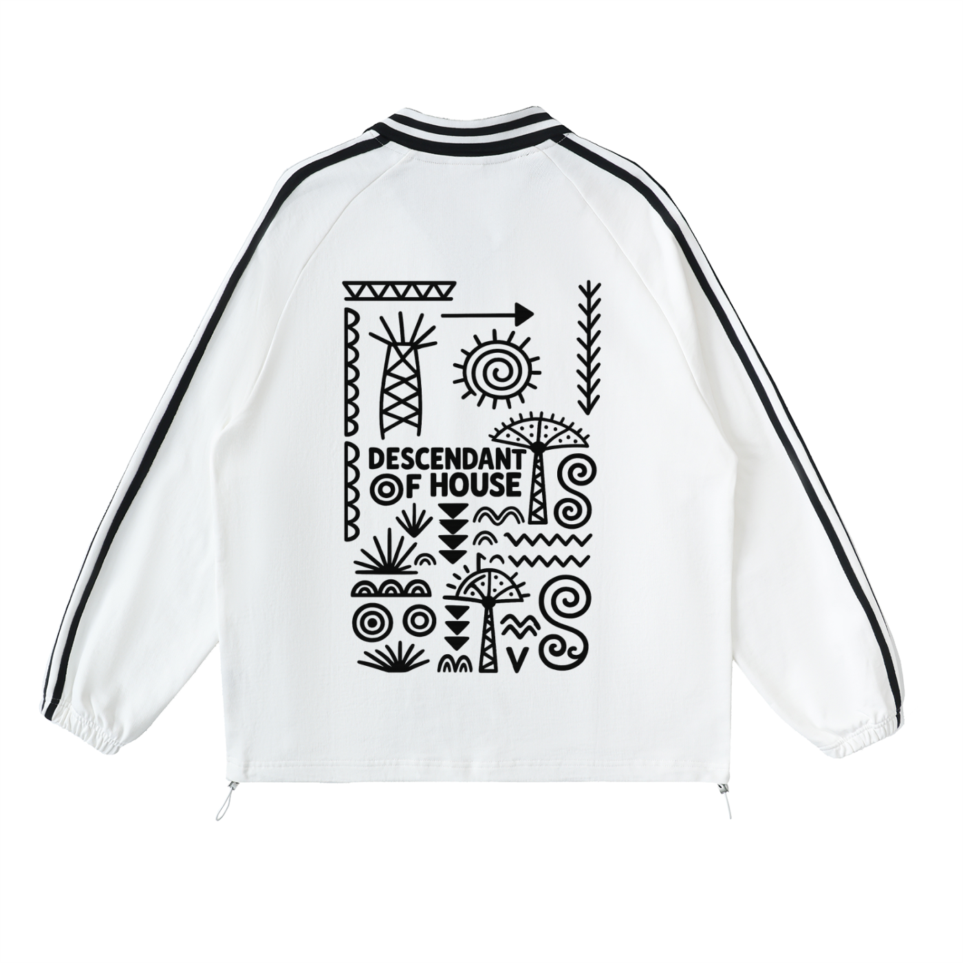 Contrast Striped Lapel Collar Sweatshirt