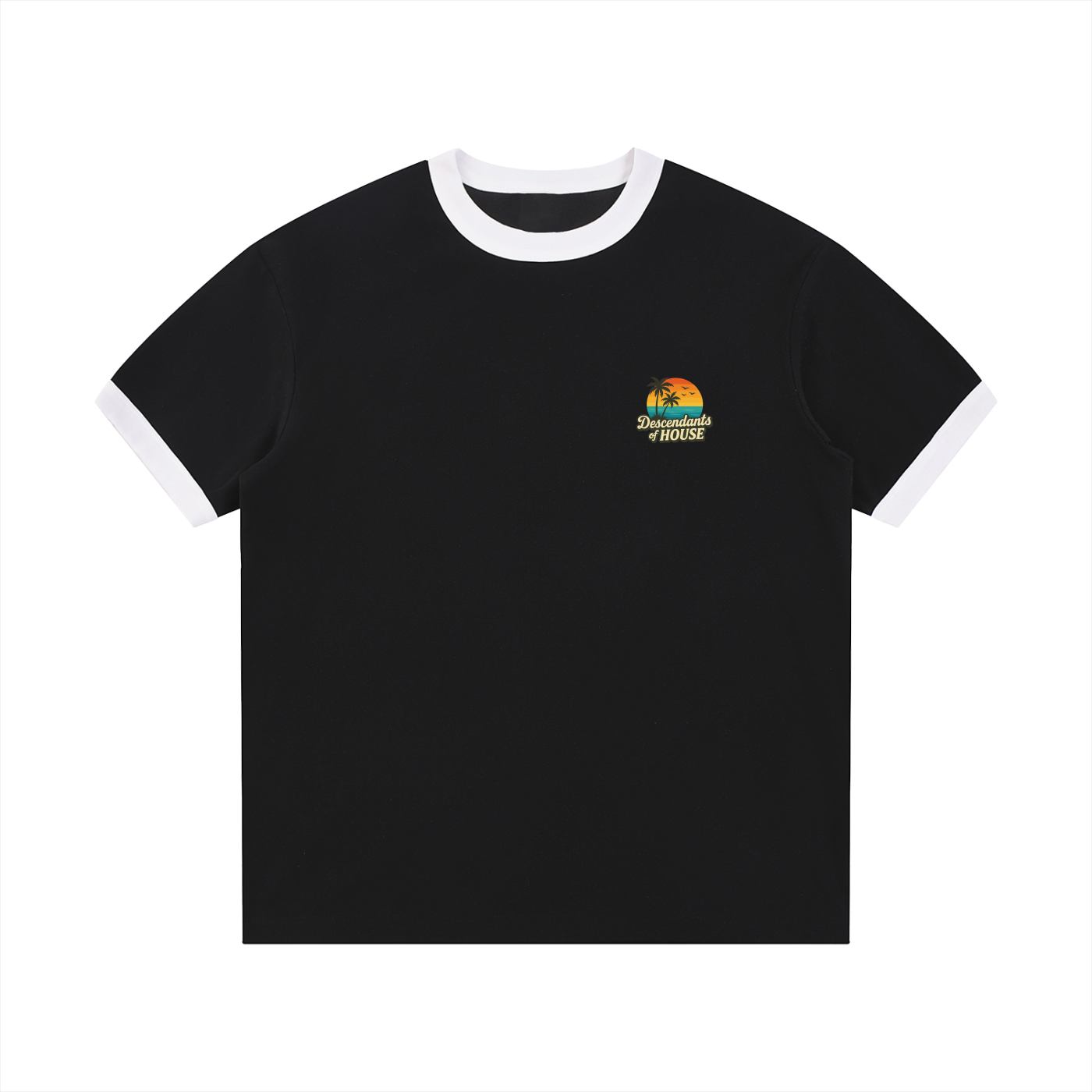 Contrast Edge Ribbed Crewneck T-Shirt