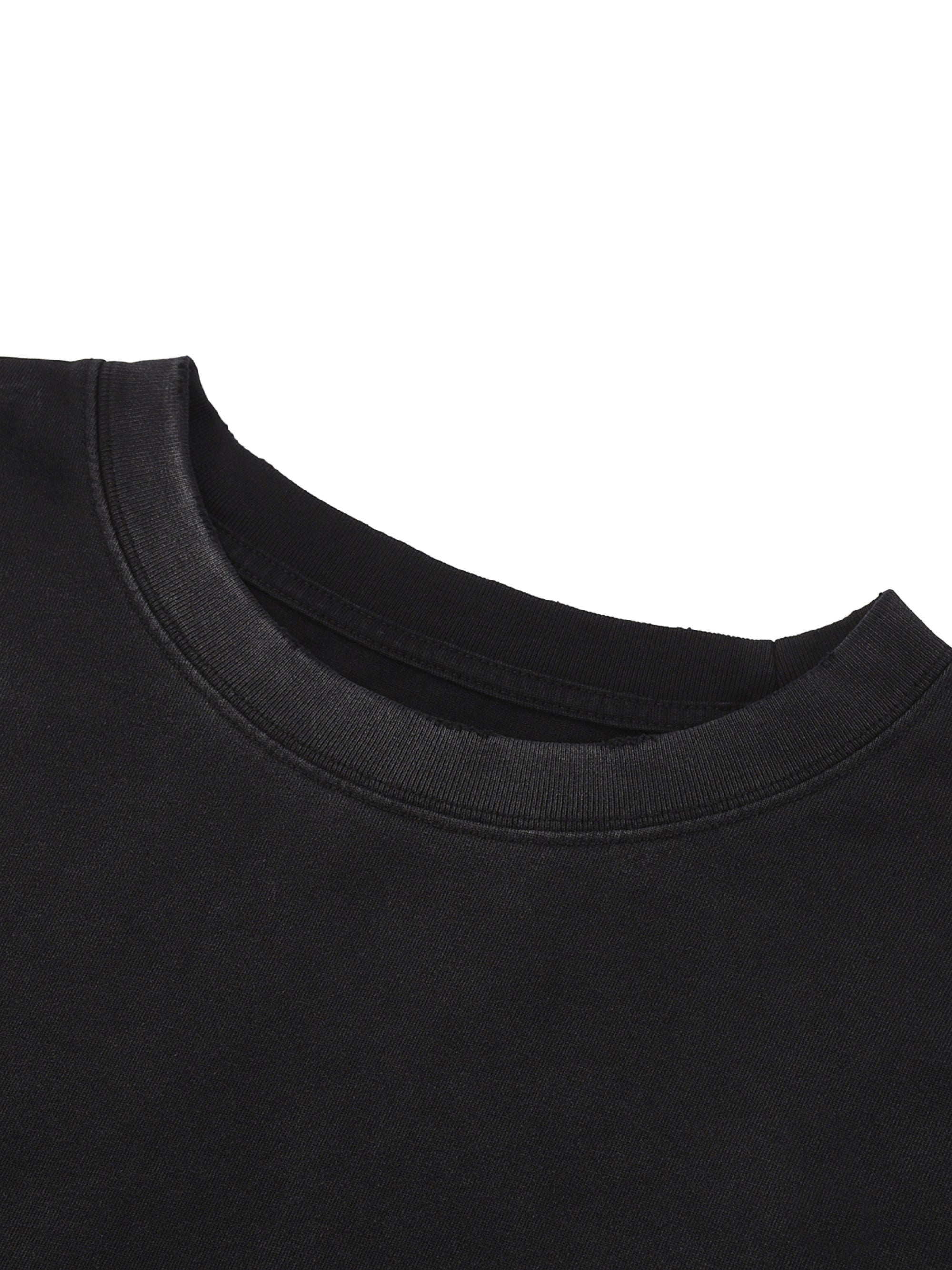 Snow Wash Raw Edge Cotton T-Shirt